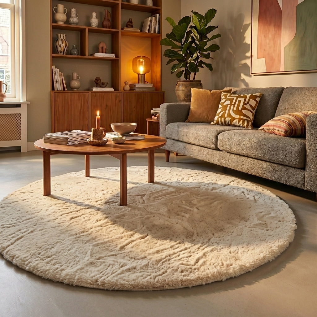 Round High Pile Rug - Comfy Supreme Cream