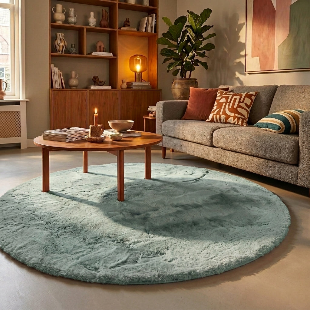 Hochflor Teppich Rund - Comfy Supreme Türkis