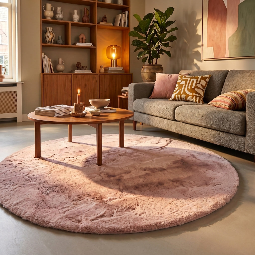 Round High Pile Rug - Comfy Supreme Pink