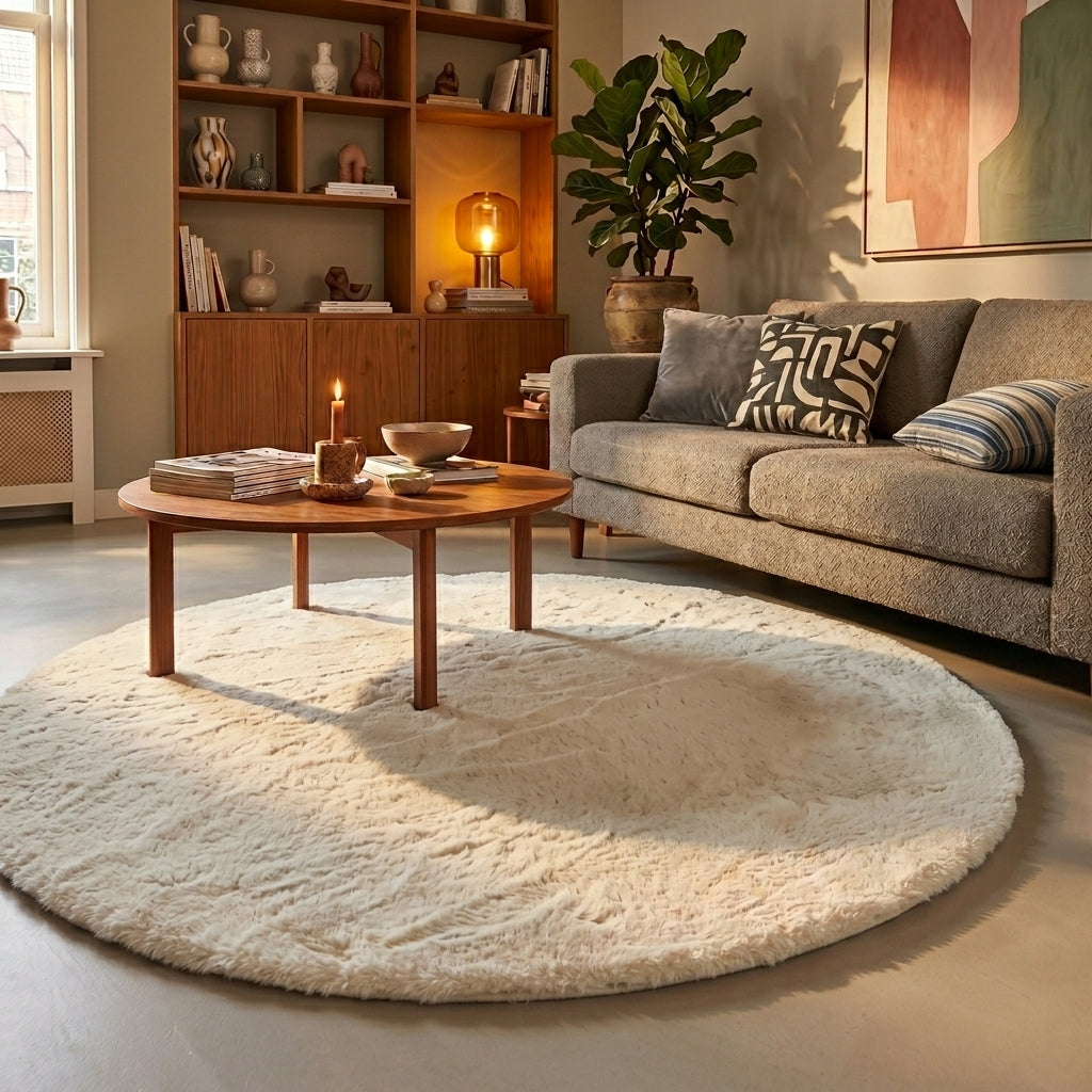 Hochflor Teppich Rund - Comfy Supreme Weiß