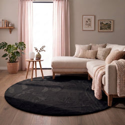 Round Low-Pile Rug - Cozy Black