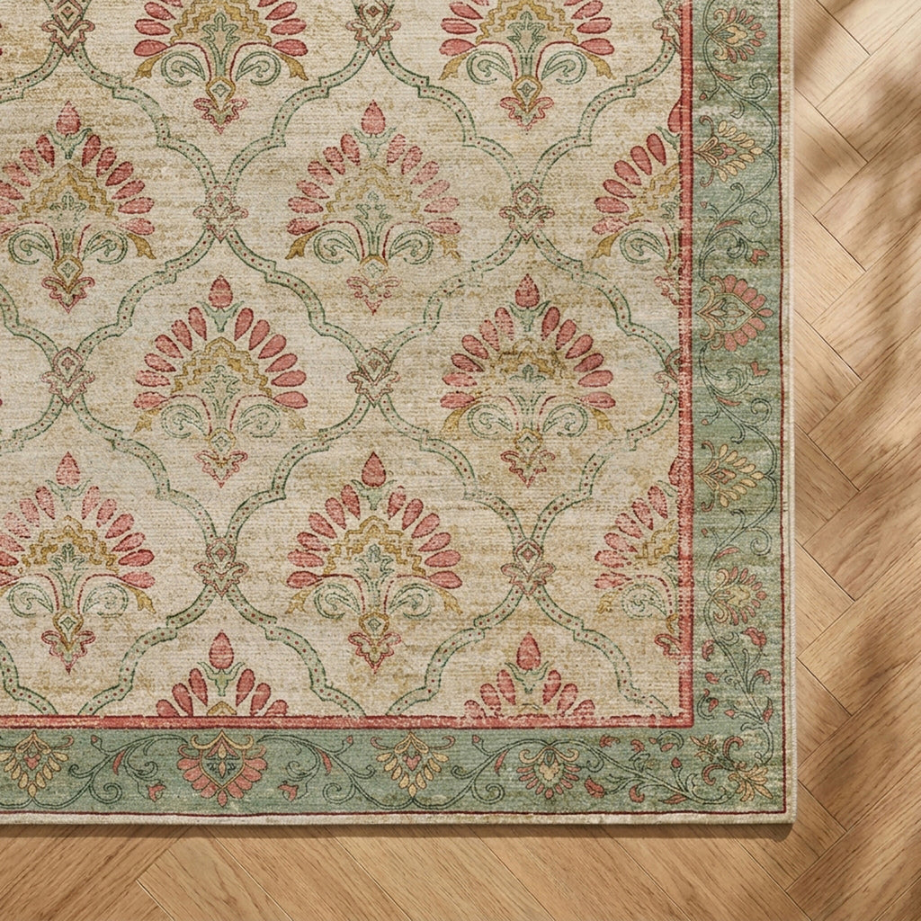 Teppich Vintage - Sage Grid Grün