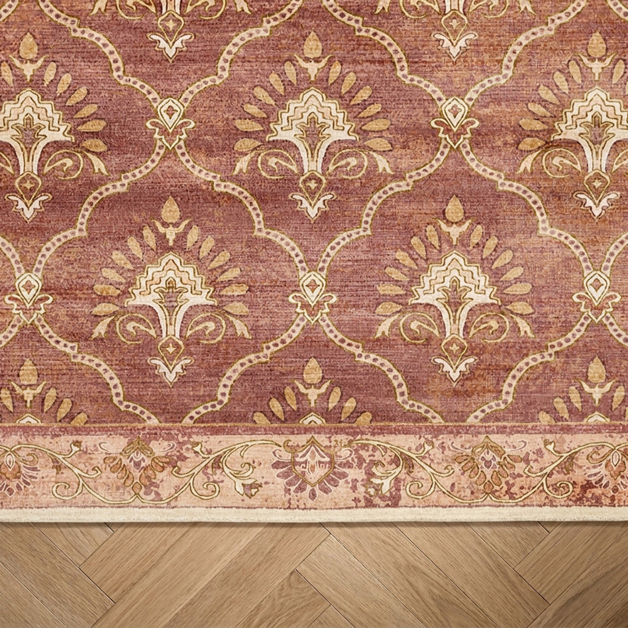 Teppich Vintage - Sage Grid Terracotta