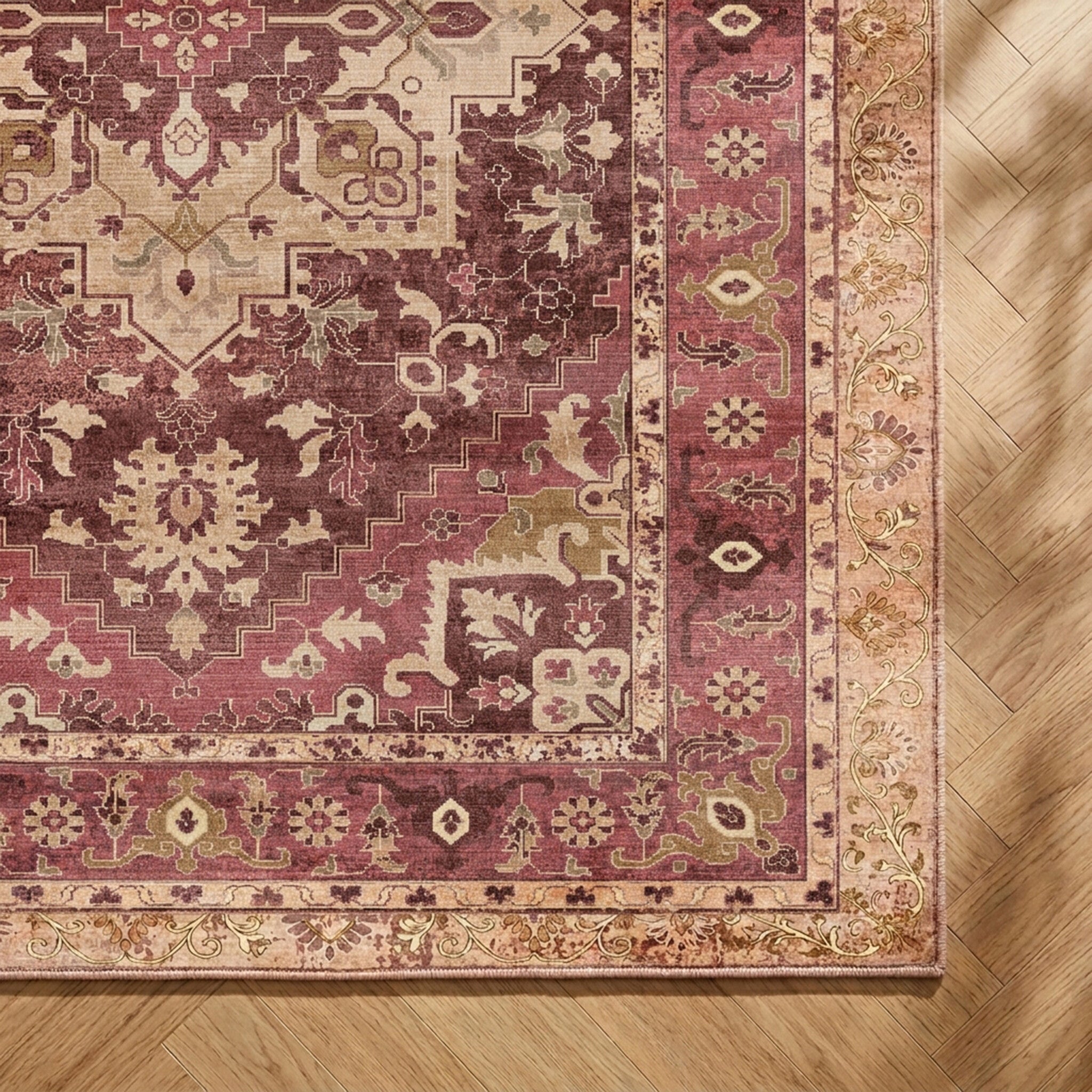 Vintage-Teppich - Sage Medallion Red
