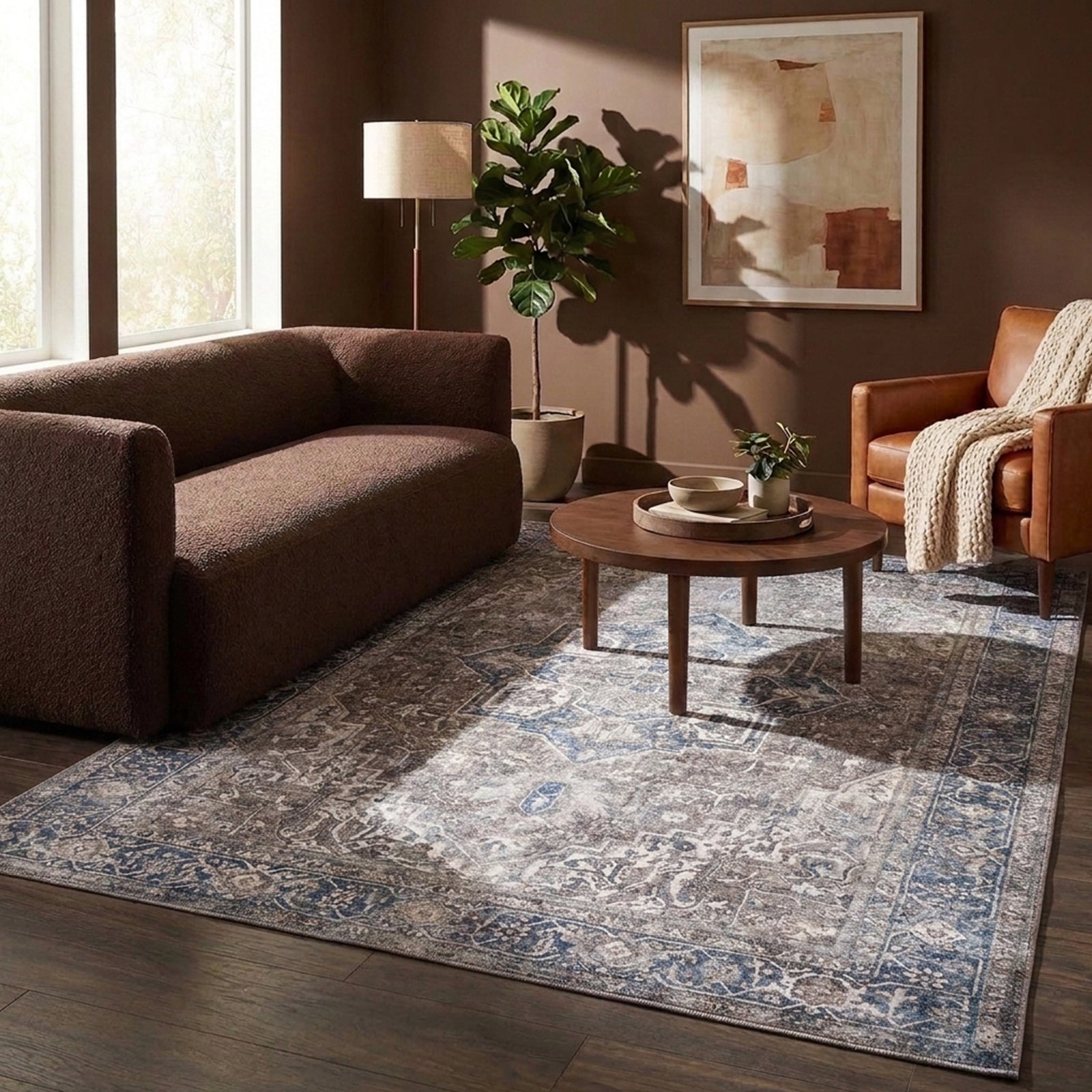 Teppich Vintage - Lugan Taupe Blau