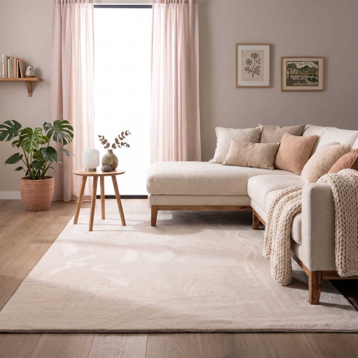 Soft Low-Pile Rug - Cozy Cream