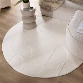 Runder Teppich Wohnzimmer - Charm Circles Weiß