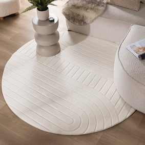Runder Teppich Wohnzimmer - Charm Arches Weiß