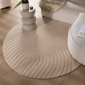 Runder Teppich Wohnzimmer - Charm Curves Beige