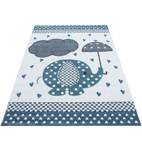 Kinderzimmer Teppich  - Anna Elefant Regenschirm Blau - product