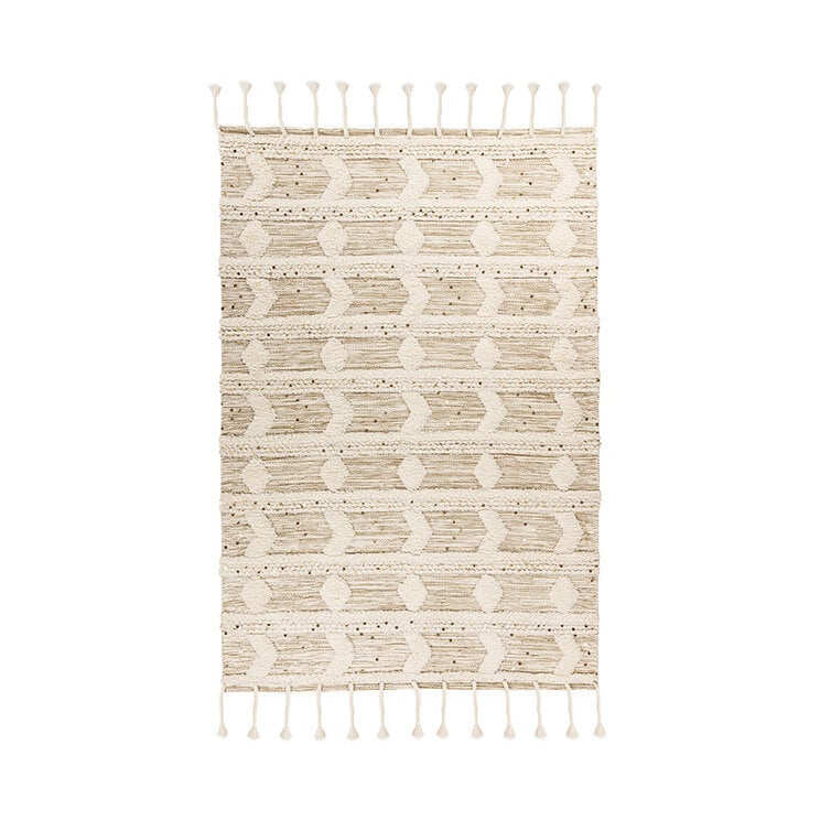 Boho Teppich - Basai Fransen 425 Creme Grün - product