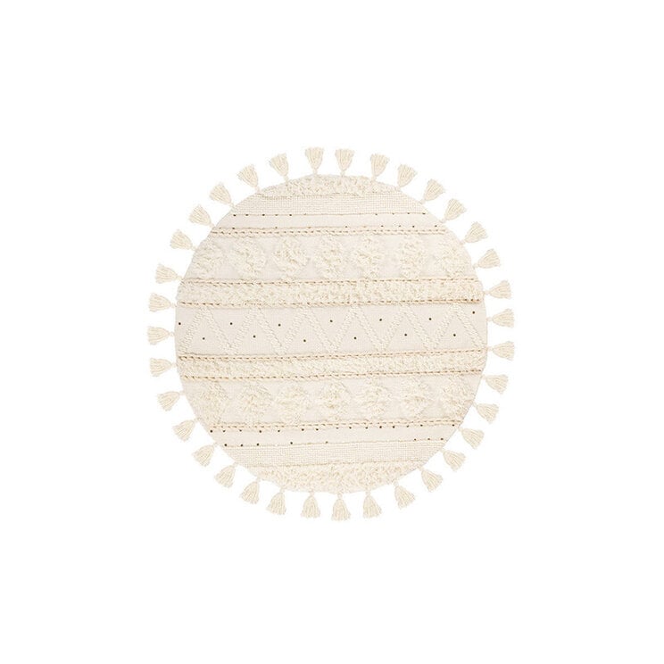 Boho Teppich Rund - Basai Fransen 525 Creme - product