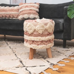 Boho Hocker - Basai 225 Rosa Creme