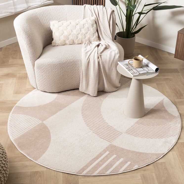 Skandinavischer teppiche rund - Aurora Shapes Beige