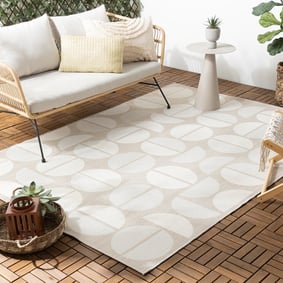 Outdoor Teppich - Capri Circles Beige Creme 