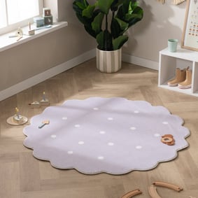 Teppich Kinderzimmer Rund - Cloudy Dots Lila