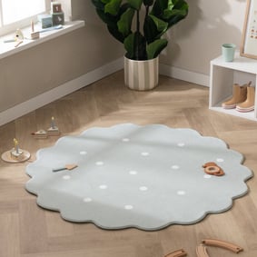 Teppich Kinderzimmer Rund - Cloudy Dots Minze