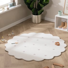Teppich Kinderzimmer Rund - Cloudy Dots Weiß