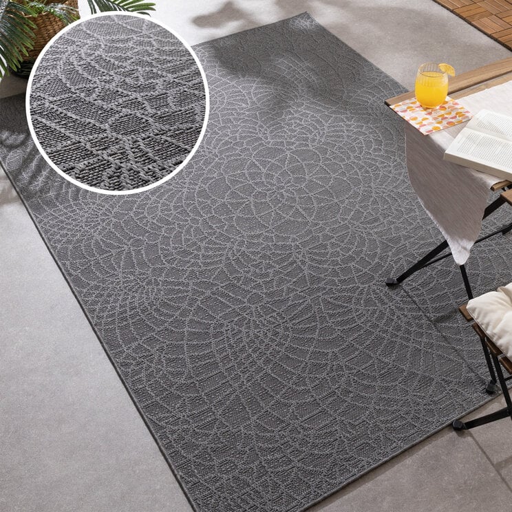 In- & Outdoor Teppich - Dunes Mandala Grau