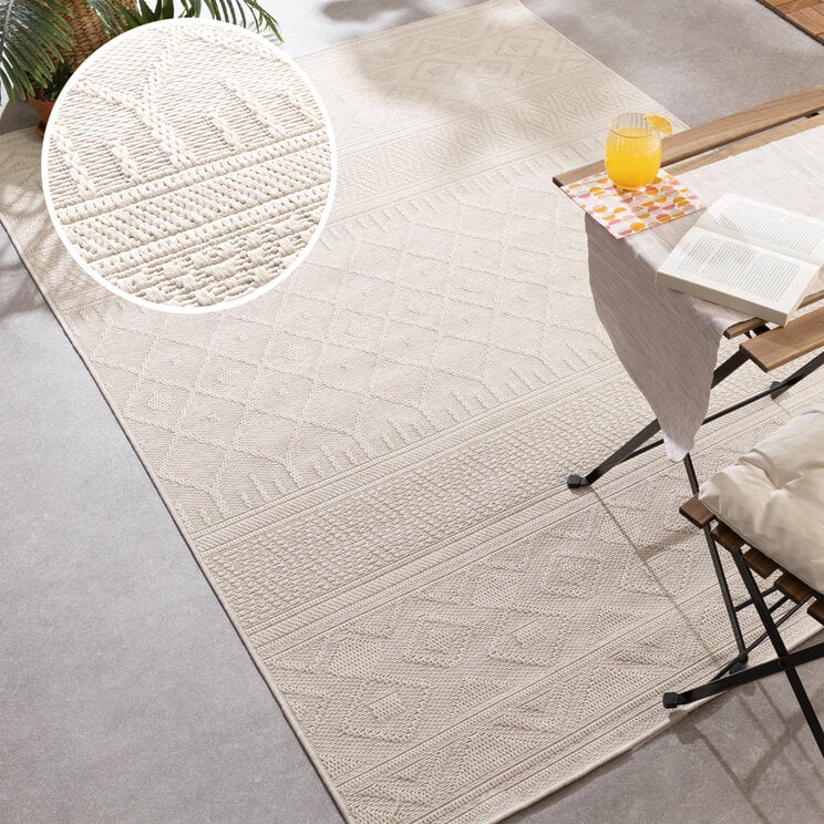 In- & Outdoor Teppich - Dunes Geo Creme