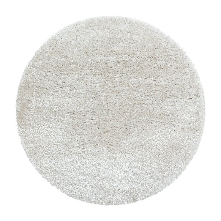 Hochflor Teppich Rund - Blushy Creme Weiß