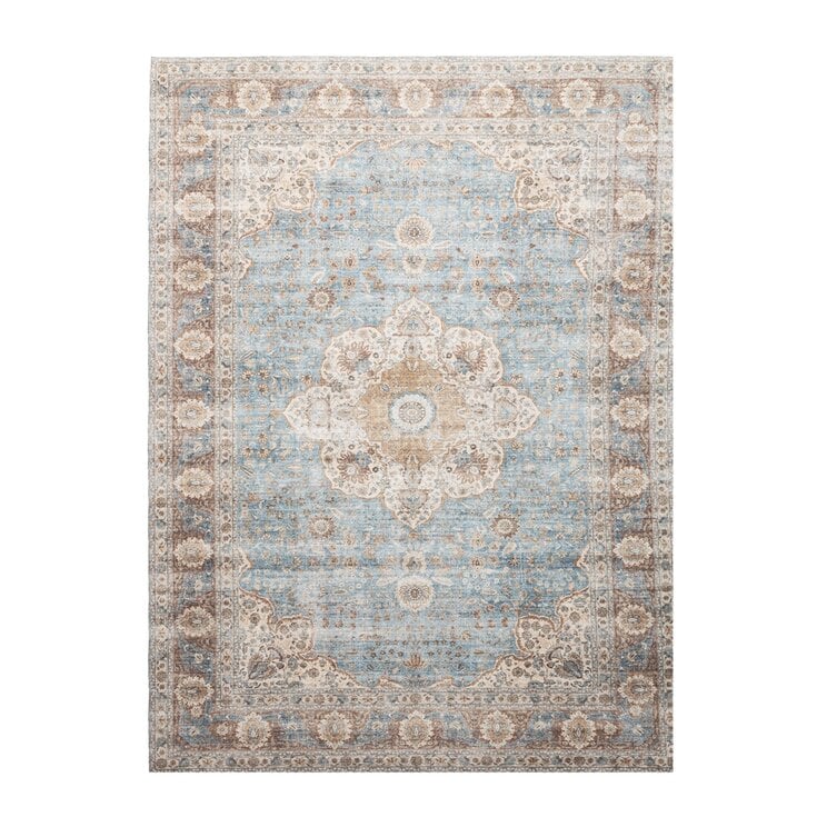 In- & Outdoor Teppich Vintage - Kairo Medaillon Hellblau Creme - product