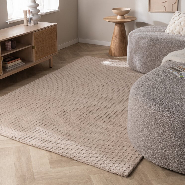 Handwebteppichs - Candice Grid Beige