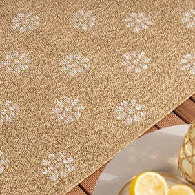 In- & Outdoor Jute Teppich - Daisy Floral Weiß - product