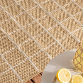 In- & Outdoor Jute Teppich - Daisy Blocks Weiß - product