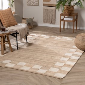 Jute Teppich - Raya Border Beige