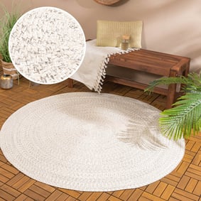 In- & Outdoor Jute Teppich Rund - Bali Weiß