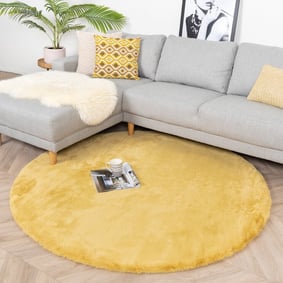 Hochflor Teppich Rund - Comfy Supreme Gelb