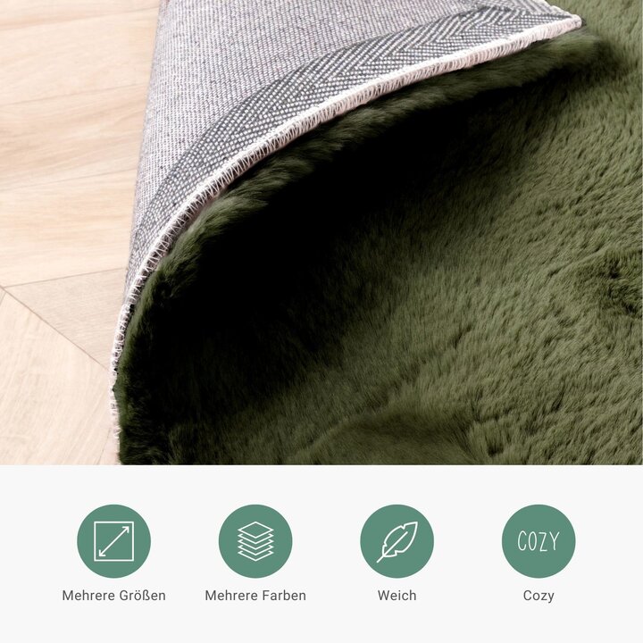 Hochflor Teppich Rund - Comfy | Grün Herrlich - fluffy Volero