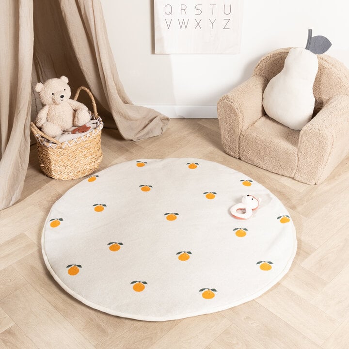 Krabbeldecke Rund - Lucie Orange Creme