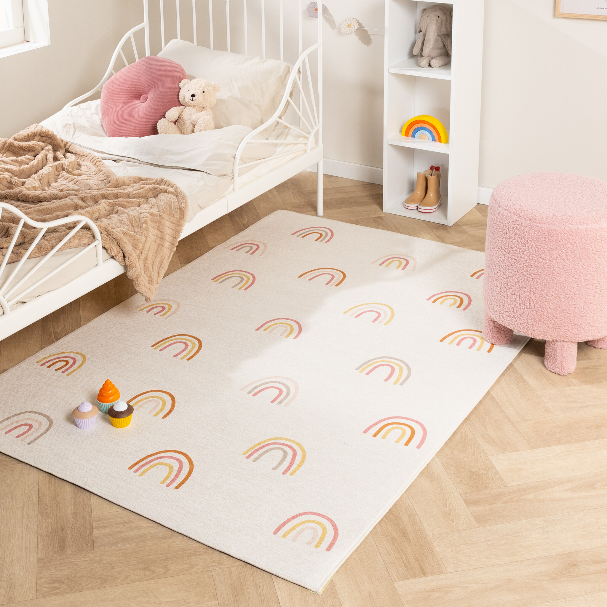 Waschbarer Kinderteppich - Evi Rainbow Bunt