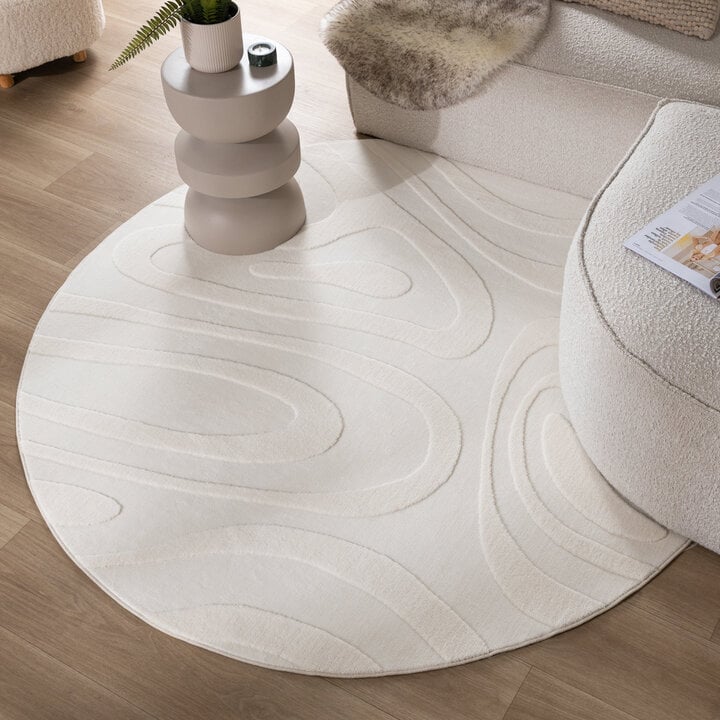 Runder Teppich Wohnzimmer - Charm Shapes Weiß