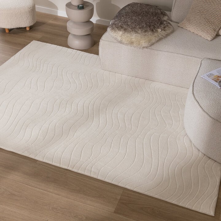 Teppich Wohnzimmer - Charm Waves Weiß