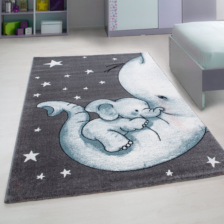 Kinderzimmer Teppich - Anna Elefant Blau