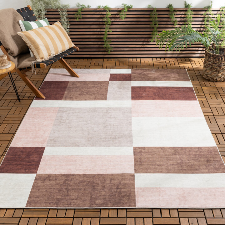 Gartenteppich Abstrakt - Groovy Blocks Creme Terra