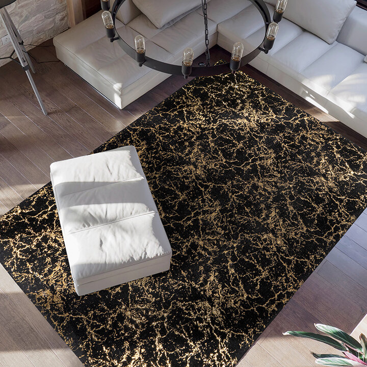 Marmor Teppich - Botticino 225 Schwarz Gold