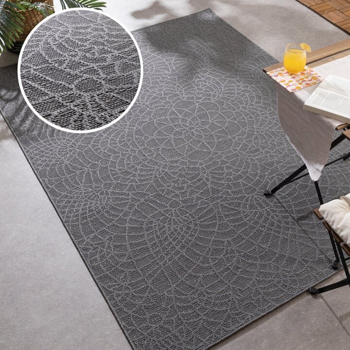 In- & Outdoor Teppich - Dunes Mandala Grau