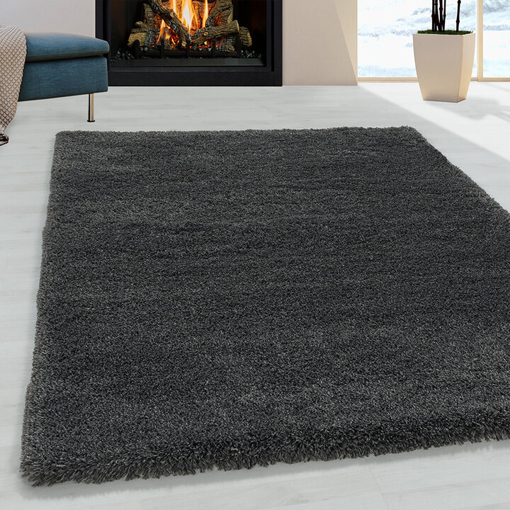 Hochflor Teppich - Fuzzy Dunkelgrau