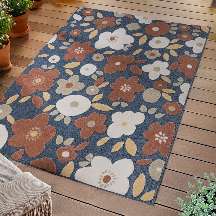 In - & Outdoorteppich - Bloom Floral Blau