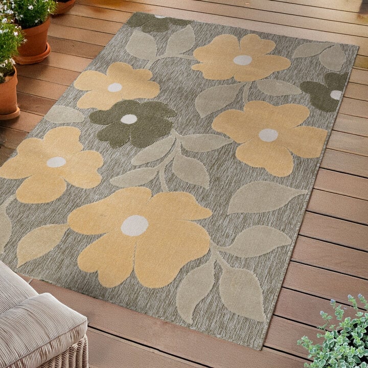 In - & Outdoorteppich - Bloom Flowers Taupe