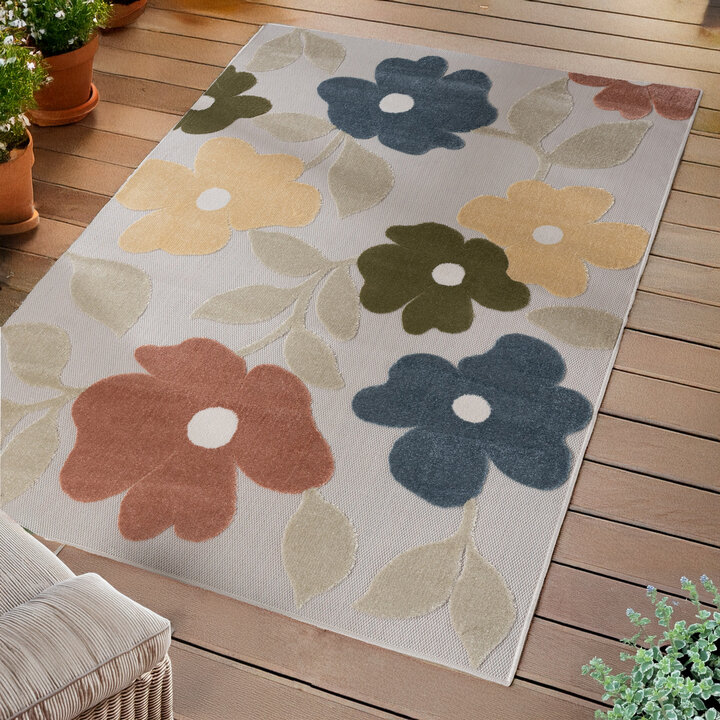 In - & Outdoorteppich - Bloom Flowers Bunt