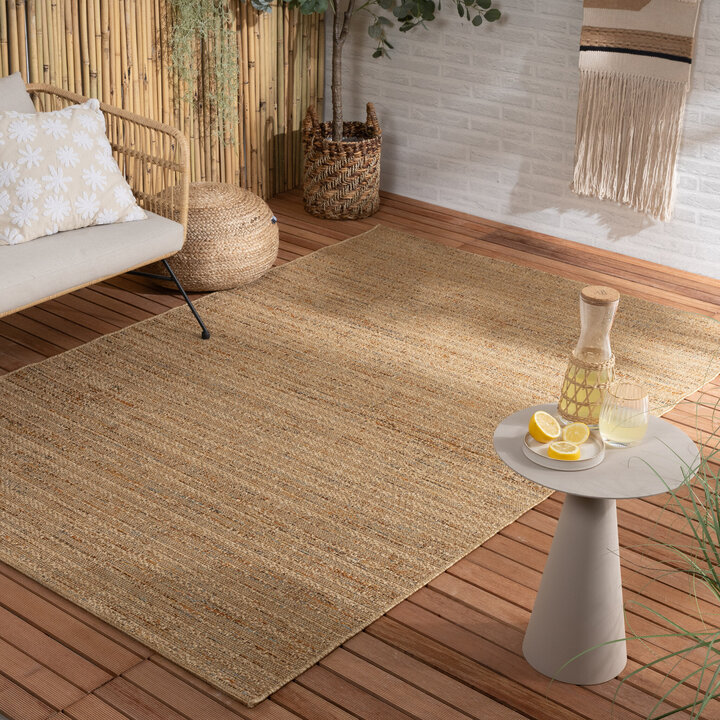 In- & Outdoor Jute Teppich - Daisy Lines Bunt